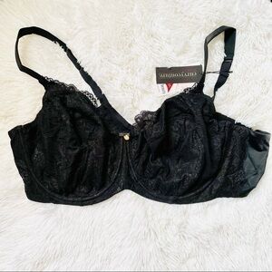 Curvy Couture Unlined Bra 1207 46DD NWT Everyday Glamour Plus Size Black Lace
